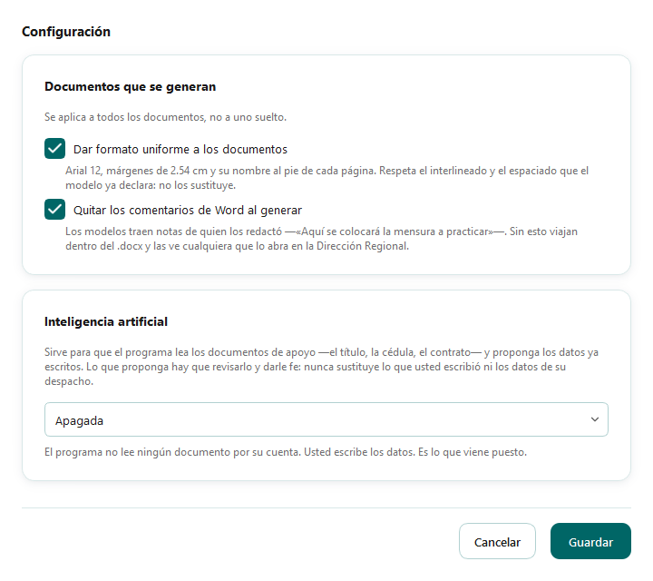 Generador de Documentos · Guía de uso